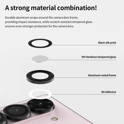 Camera Lense Protector Samsung Fold 6 Tempered Glass C-Sub Core With Metal Ring Araree - Clear